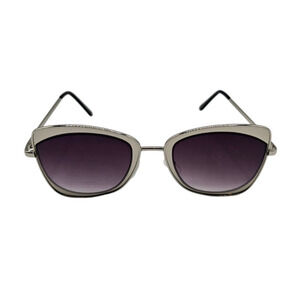 Womens Vintage Mod Inspired Metal Frame Sunglasses Silver Retro